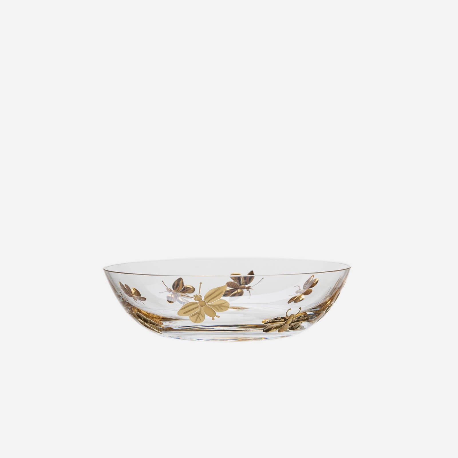 Bol papillon en cristal de luciole gravé or 12,5 cm