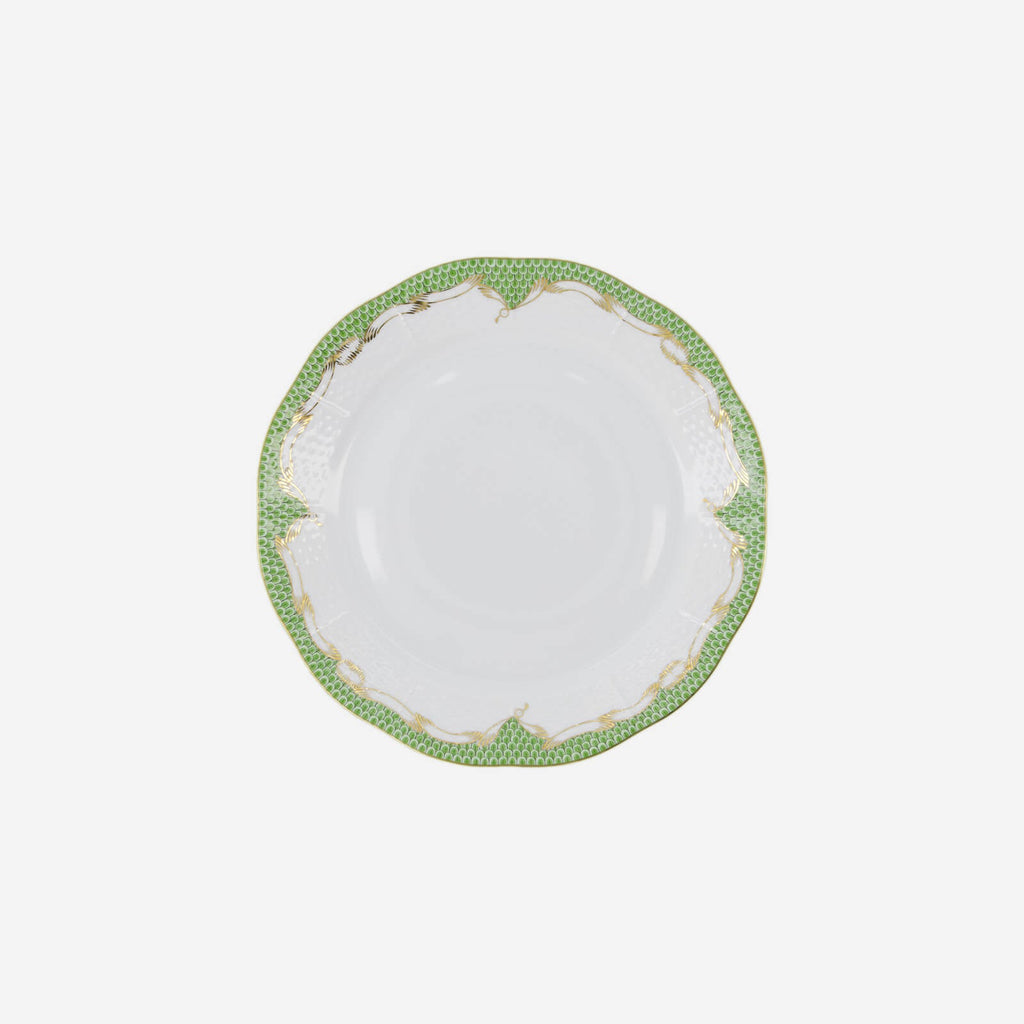 Assiette Dîner Écaille de Poisson Vert Jade Or 25,5cm