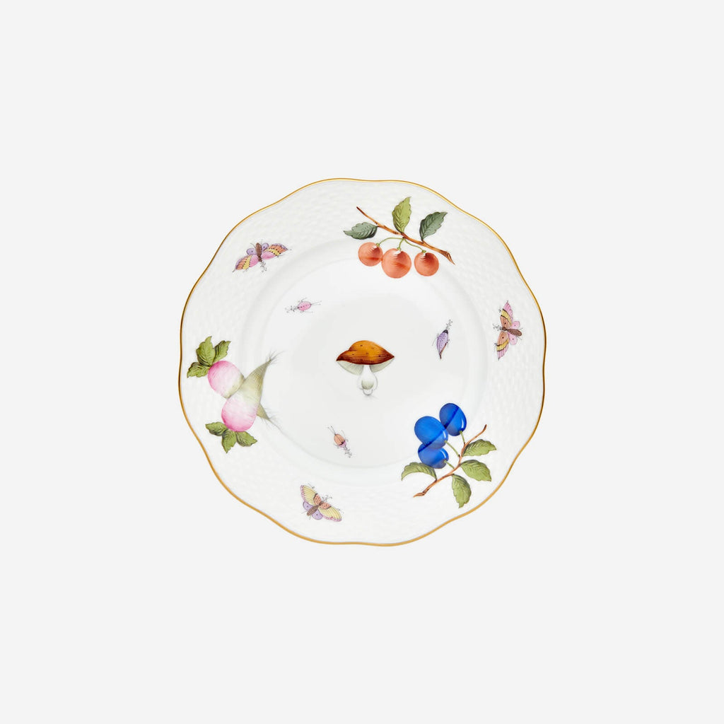 Assiette à dessert peinte à la main motifs légumes 21cm
