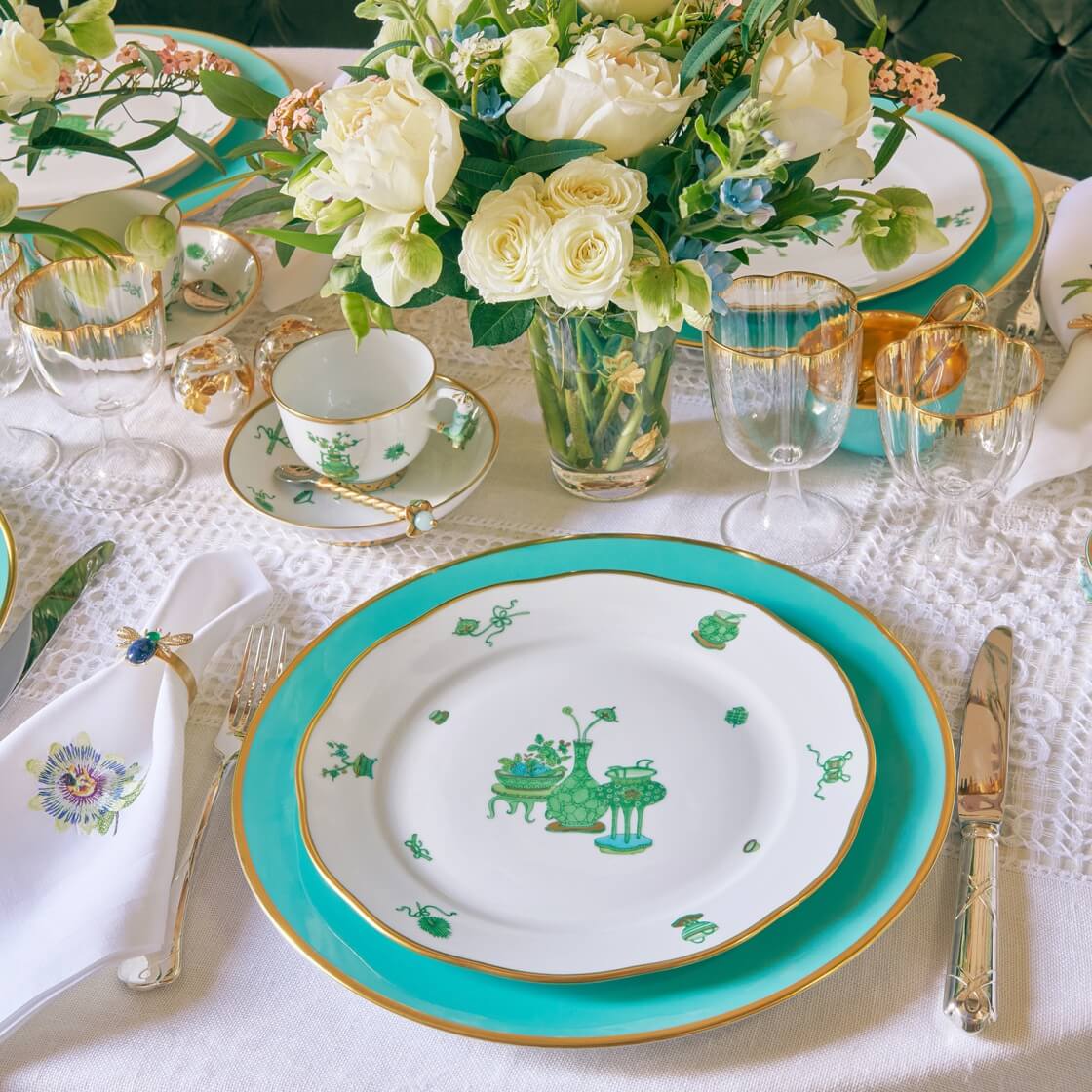 Assiette de présentation Or Turquoise 32cm