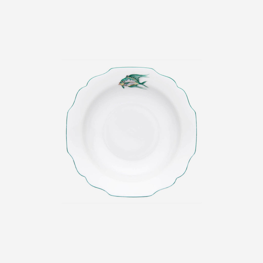 Assiette à soupe Poissons Turquoise 21cm