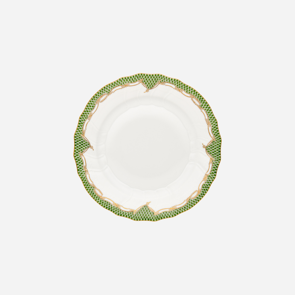 Assiette à dessert émeraude écaille de poisson et or 21cm