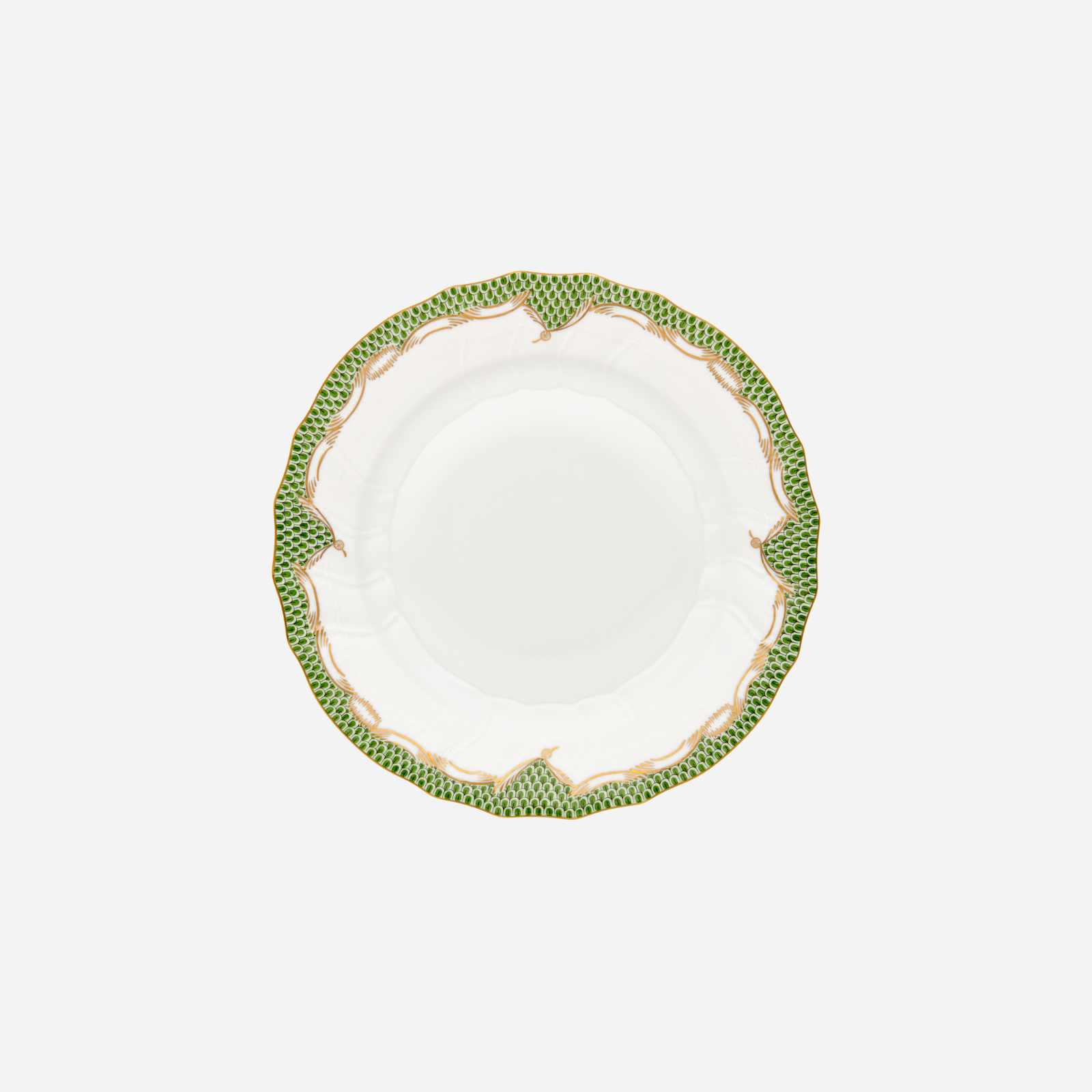 Assiette à dessert émeraude écaille de poisson et or 21cm