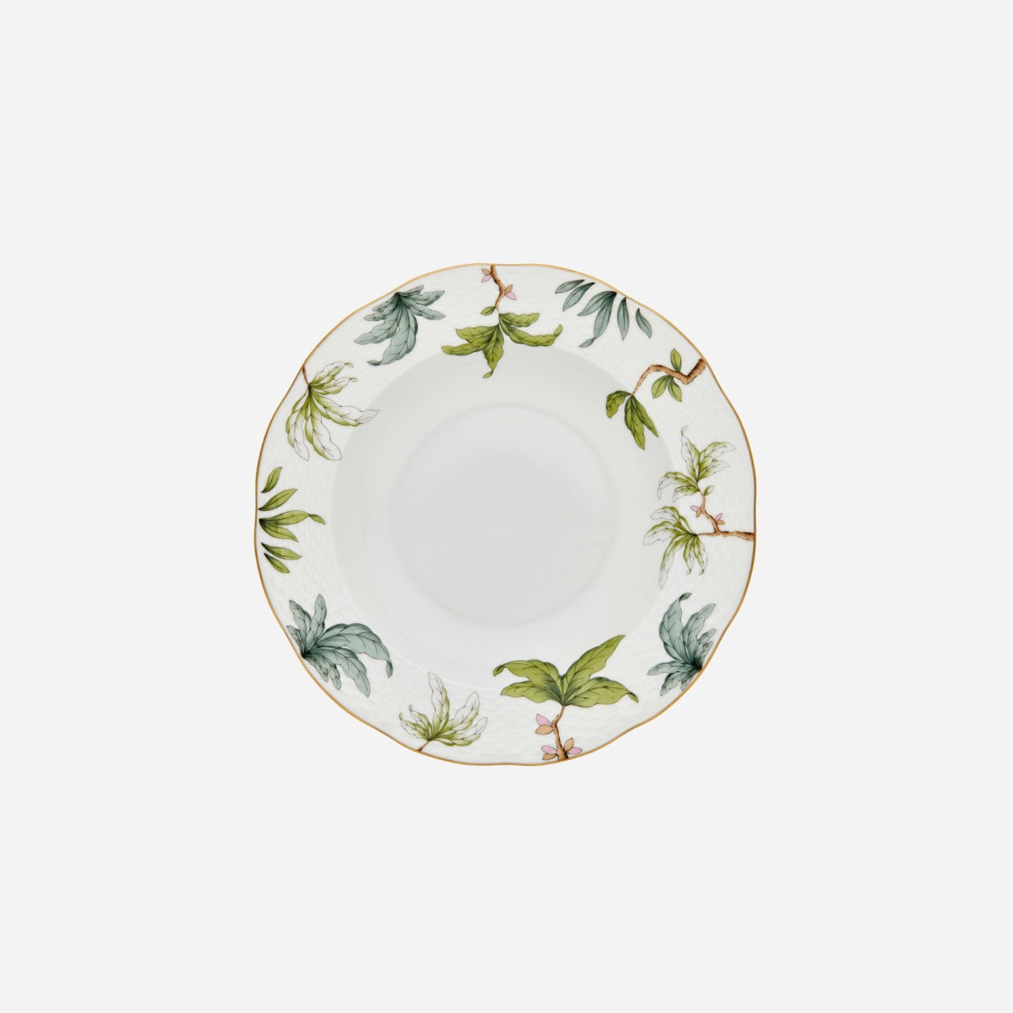 Assiette creuse dorée « Feuillage de forêt » 23 cm
