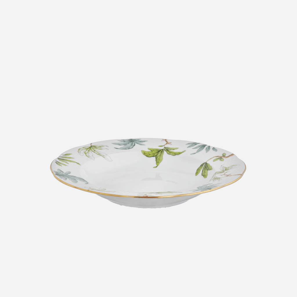 Assiette creuse dorée « Feuillage de forêt » 23 cm