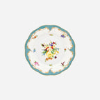 Assiette à dessert or « Écailles de poisson bleu » et fleurs 21 cm