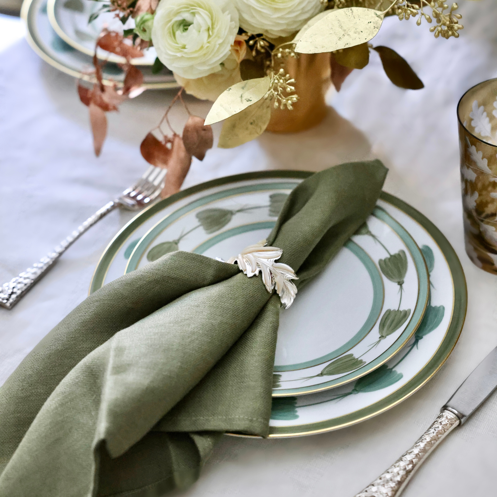 Assiette plate Papillon vert sauge 26 cm