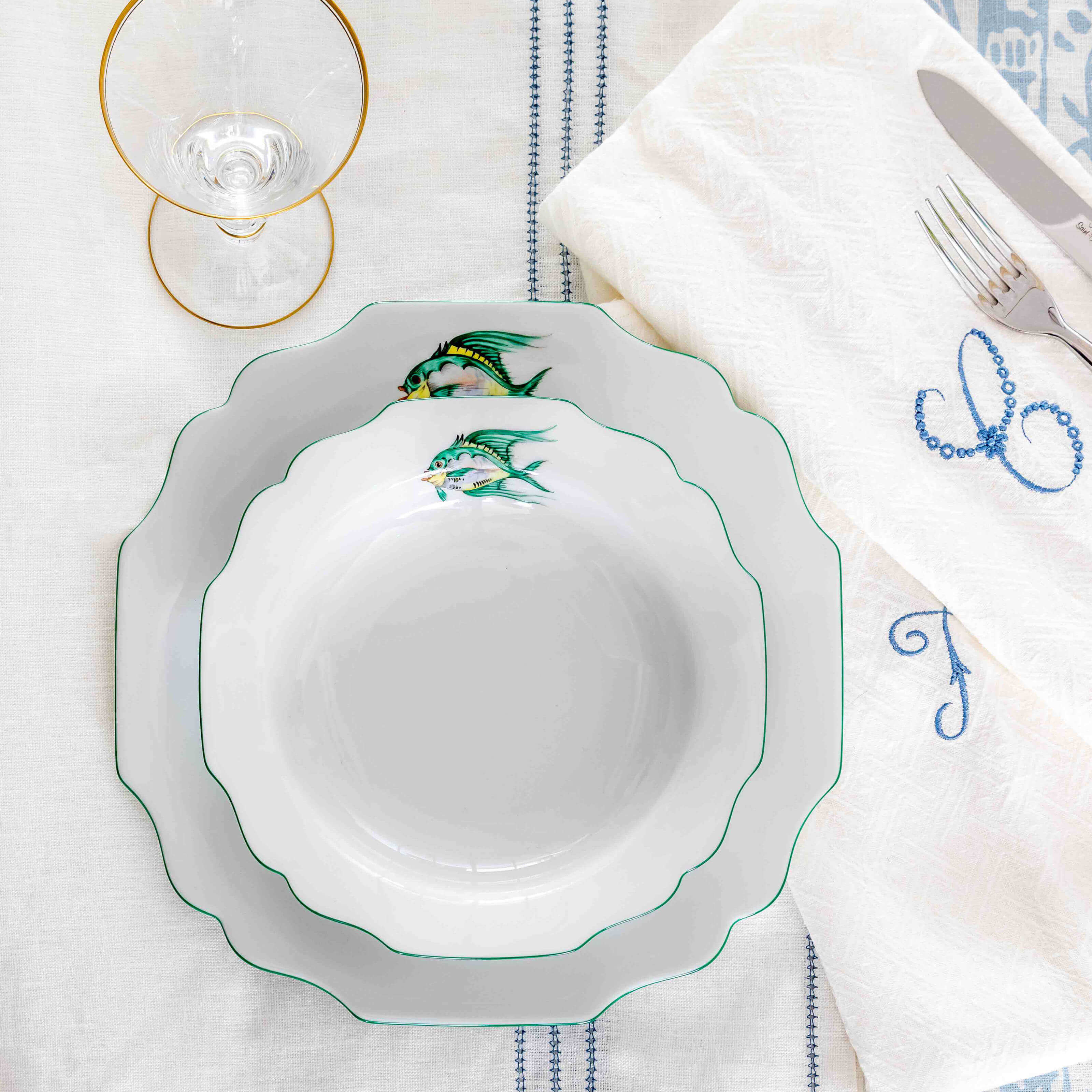 Assiette plate Poisson Turquoise 27cm