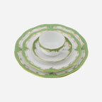 Assiette Dîner Écaille de Poisson Vert Jade Or 25,5cm