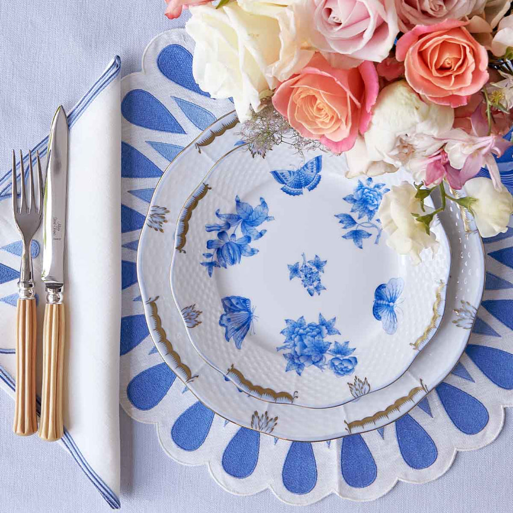 Assiette plate florale bleue 25,5 cm