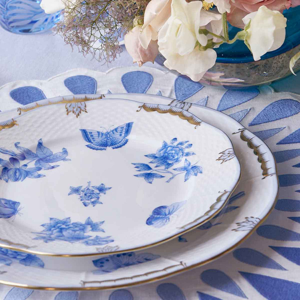 Assiette à dessert florale bleue 21 cm