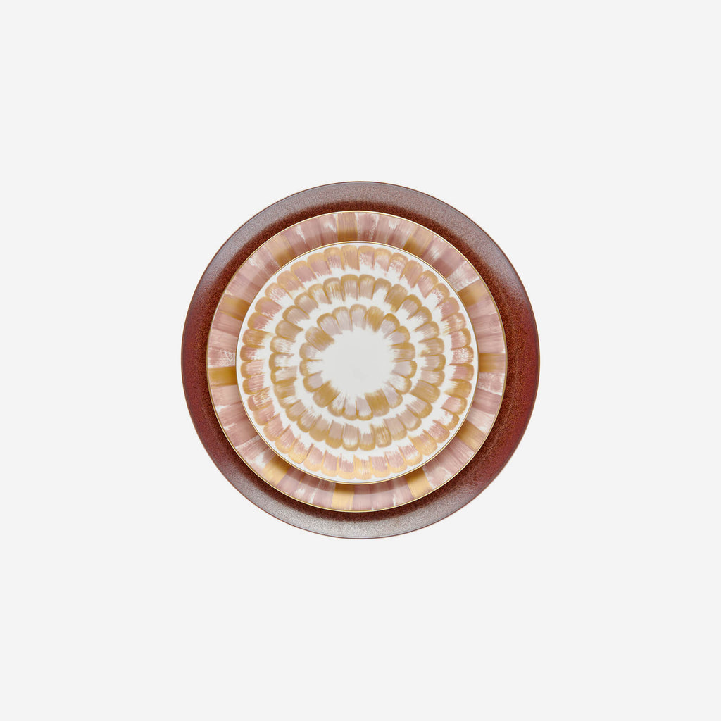 Dahlia Rose Rose Doré Assiette Plate 26.5cm